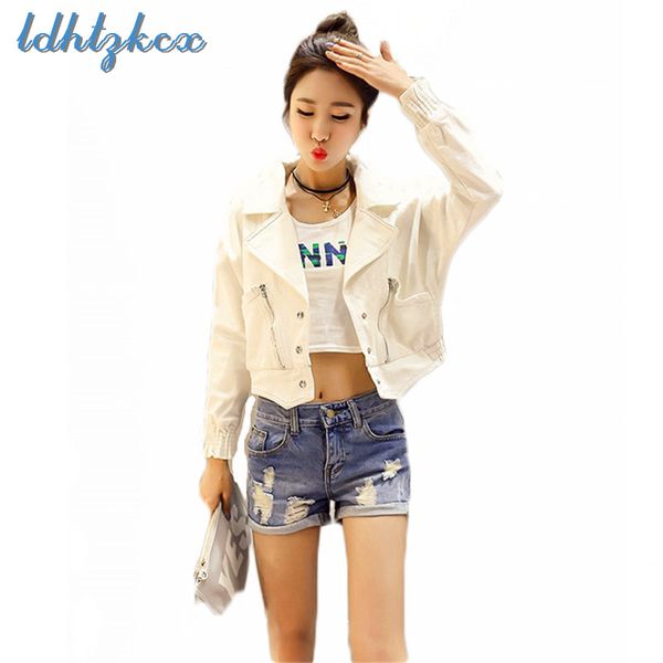 

korean version of the white denim jacket female spring-autumn short section loose thin slim jacket tide cowboy clothing ld136, Black;brown