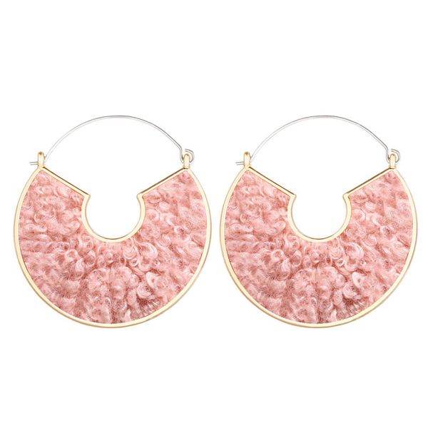 

fashion plush circle hoop earrings big round cotton korean earring gold metal vintage colorful jewelry party, Golden;silver