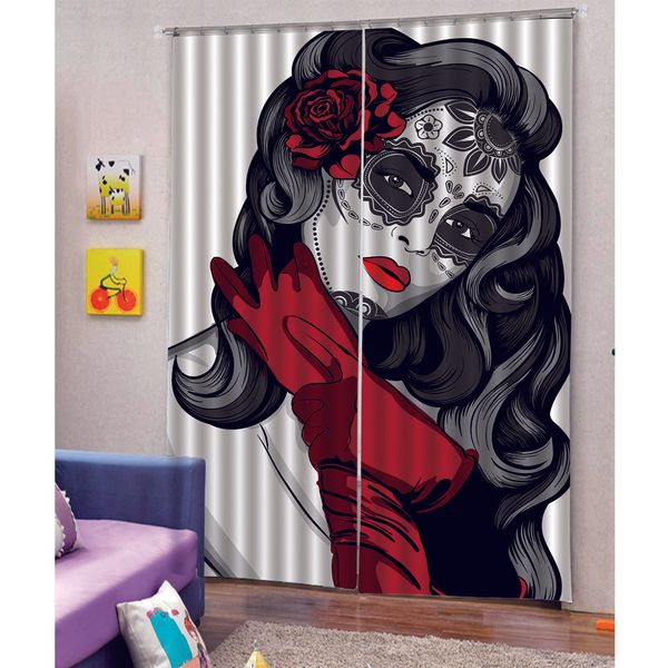 

decorative window curtain drapes 3d girl printed , also as party wall backdrops