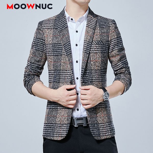 

fashion coats hombre casual suits autumn plaid men blazer smart casual groomsman winter coverall slim wedding brand male moownuc, White;black