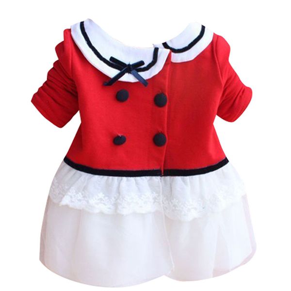 

new 2020 spring autumn korean girls lapel female girls'long-sleeved dress baby girls dress coat, Red;yellow