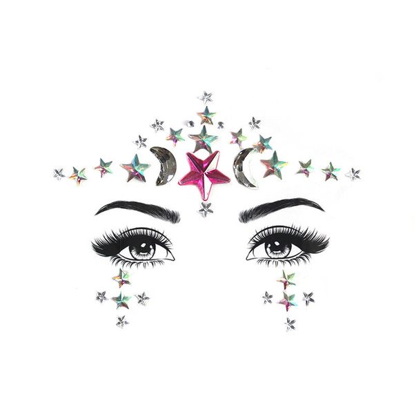 

acrylic crystal stickes for women beauty makeup party decoration colorful rhinestone crystal resin drill tattoo face sticker, Blue;slivery