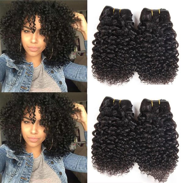 2019 Brazilian Virgin Hair 4 Bundles Short Kinky Curly Human Hair