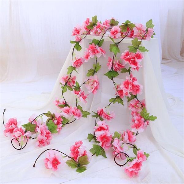 

silk cherry ivy vine with green leaves for home wedding decoration fake leaf diy hanging garland artificial flowers