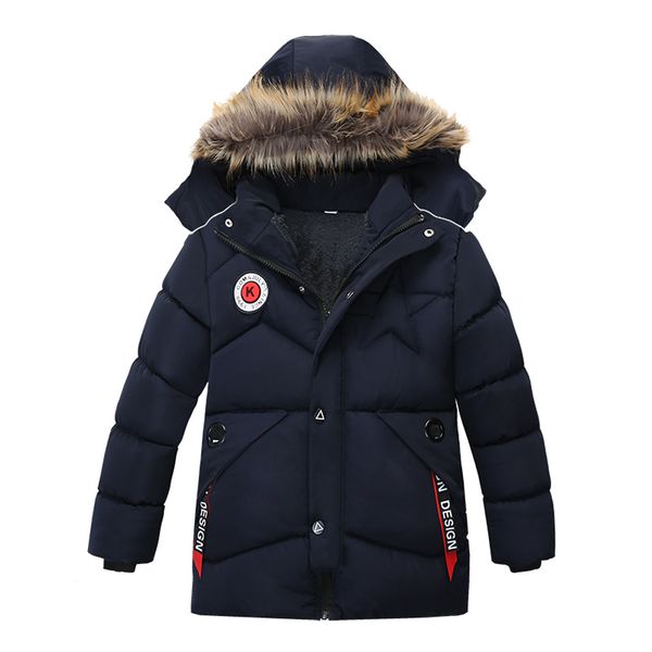 

winter children coat toddler baby boy jackets warm hooded jackets fashion kids clothes fur thick coat kurtka dziewczynka, Blue;gray