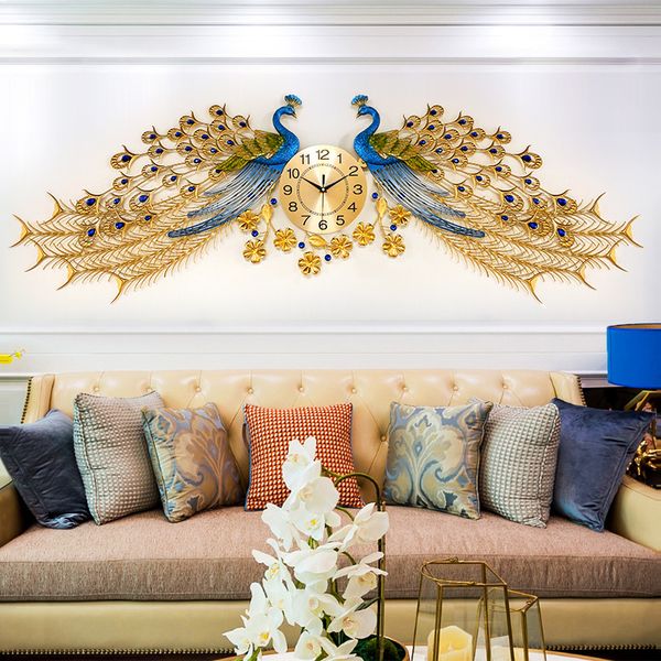 

love makeup peacock hanging clocks and watches the living room auspicious hanging watch silent quartz clock decoration clock