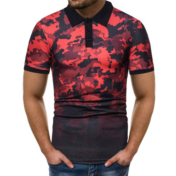 

2019 summer fashion shirt men camouflage collar short-sleeved t-shirt men shirt casual breathable, White;black