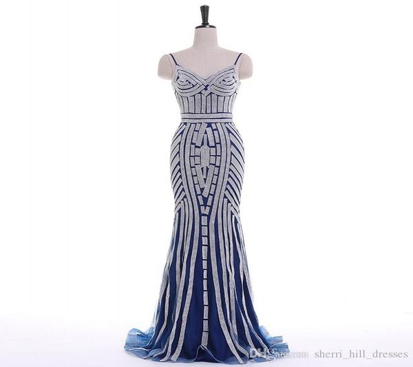 

navy long evening dresses sparkly beading crystals spaghetti straps backless sheath girls occasion gowns long party prom dresses, Black;red