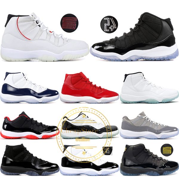 

11 basketball shoes gym red platinum tint prom night concord 45 space jam 11s bred men cap and gown sneakers us 5.5-13, White;red