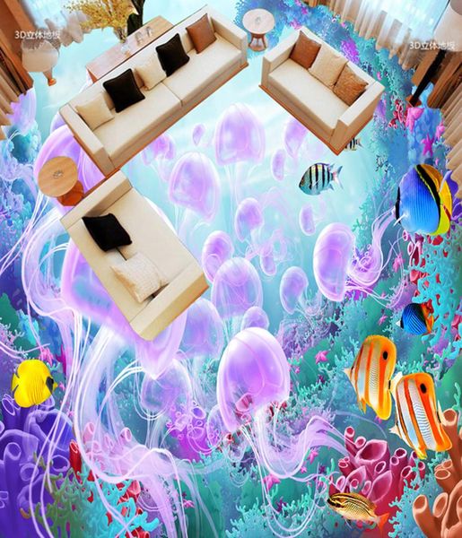 

self-adhesive] 3d purple jellyfish 1911 floor wallpaper mural wall print decal wall murals