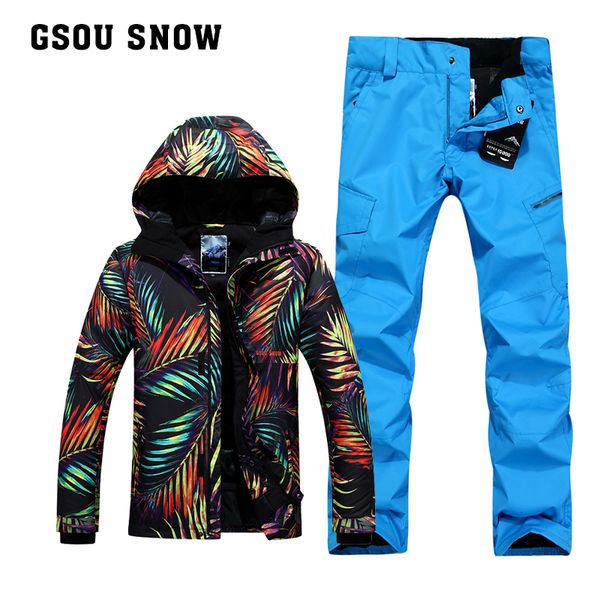 

gsou snow camouflage pants snowboard jackets ski suit sets men chaqueta hombre veste ski clothing mountain skiwear