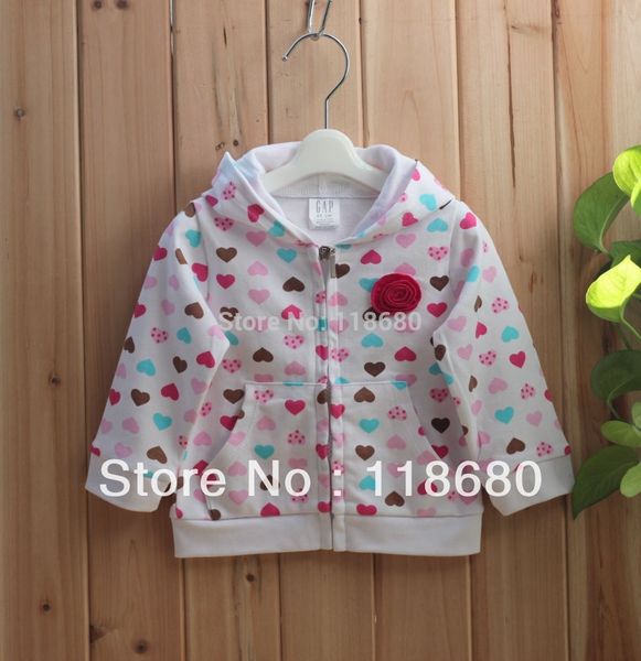 

retail spring autumn baby clothes kids hoodies outerwear girls jacket baby printed love cardigan coat, Blue;gray