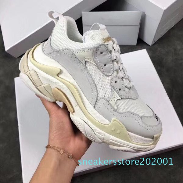 

light grey luxury triple s designer low make old sneaker combination boots mens womens shoes sports casual shoe chaussures s01, Black