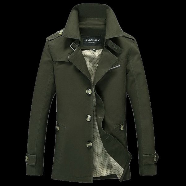 

men lapel casual thin trench classic lapel solid color slim trench long single-breasted urban boutique outerwear coats, Tan;black