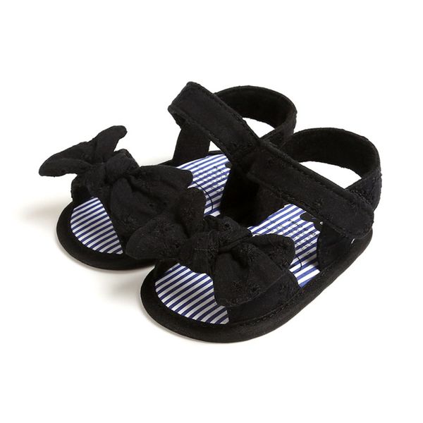 

summer baby girls shoes breathable anti-slip bow sandals 0-18m infant soft soled first walkers shoes, Black;red