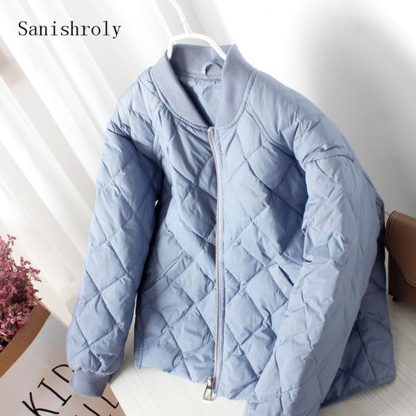 

sanishroly fashion autumn winter women ultra light white duck down jacket female slim down coat parka short plus size se691, Black