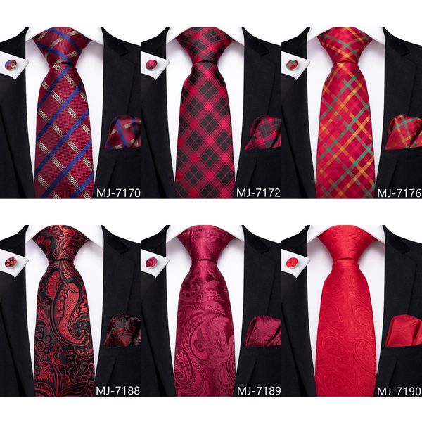 

2019 dibangu classic red necktie for men bowtie hanky cufflinks men's tie set 100% silk men's tie suit business wedding set, Blue;white