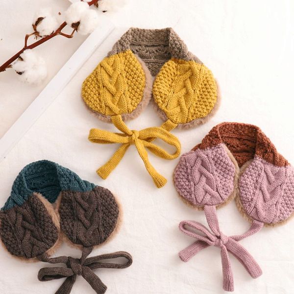 

fashion lovely girls boys earmuffs wool thread children dual-use knitted scarf 95ab, Blue;gray