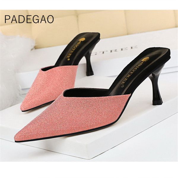 

2020 women's slippers summer bling elegant slippers outside fashion women, Black