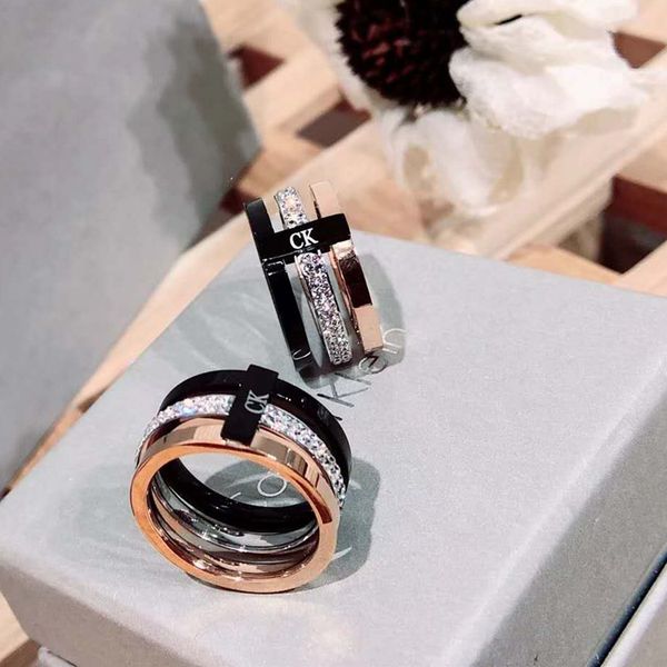 

The Latest Titanium Steel Ring of 2018 C Tricolor KLetter Ring
