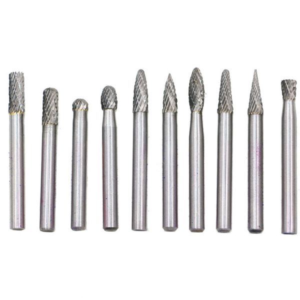 

10pcs 6 * 6 вольфрама стали шлифовальной головки карбида вольфрама заусенцы набор мини-дрель алмазного боров материал tungstenio dremel аксе