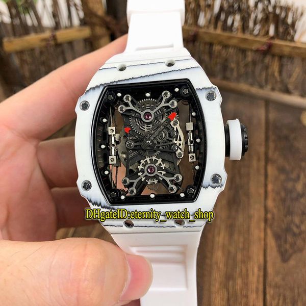

version rm 27-01 nadal ntpt carbon fibre white case skeleton dial japan miyota automatic rm27-01 mens watch rubber sport luxury watches, Slivery;brown