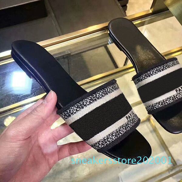 

fashion designer women shoes designer slides sandals wedge sandals for women letter sandals classic designer woman beach shoes 35-40 s01, Black