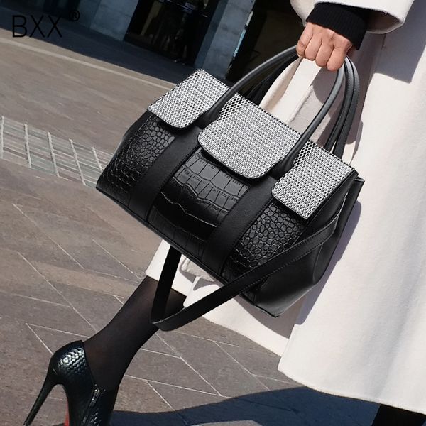 

bxx] 2020 new women's bag classic crocodile pattern handbag large capacity shoulder messenger bag he240
