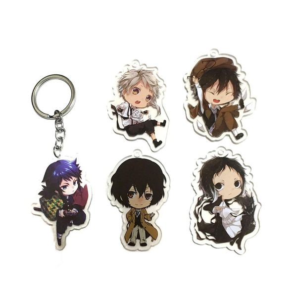 

bungo stray dogs anime keychain dazai osamu atsushi nakaji edogawa ranpo acrylic keychain keyring strap, Silver