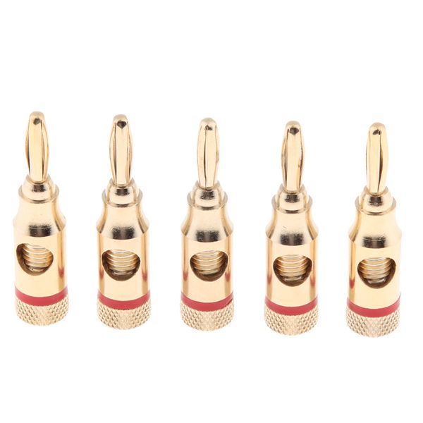 

5pcs/pack 4mm gold plated stereo speaker cable banana plug connectors, (open screw type