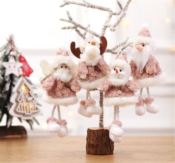

4 styles christmas tree decoration pendant santa clause snowman plush doll elk reindeer hanging ornaments xmas home decor an2851