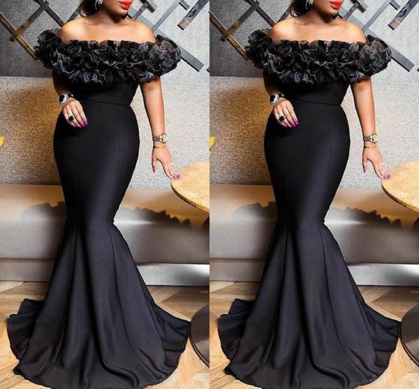 New African Plus Size Black Girls Off spalla abiti da ballo a sirena abiti da sera lunghi abiti da sera paolo sebastian Robes de cocktail