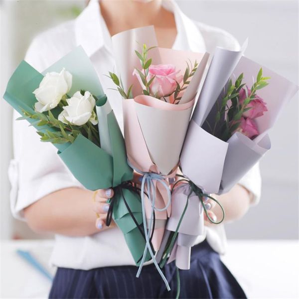 

5pcs double sided double color plastic waterproof flower bouquet wrapping paper flower bags florist pack supply gift packaging
