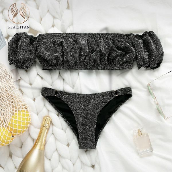 

peachtan bandeau bikinis 2019 mujer push up swimwear women bathing suit biquini brazilian swimsuit female summer beach wear