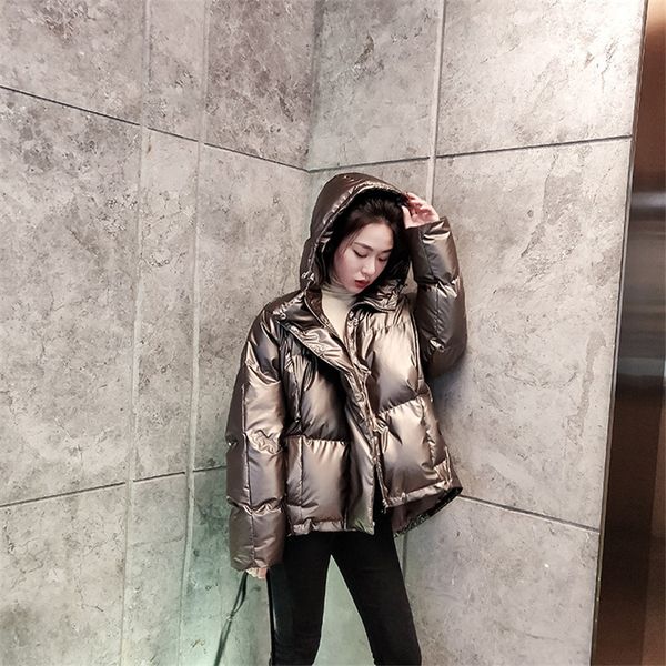 

women clothing 2019 future space metallic color winter coat oversize padded thick jacket fashion loose bubble coat korean parkas, Black