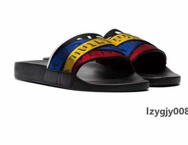 

2019 stripe 4g webbing fashion slide sandals slippers for men women with original box designer beach flip flops slipper, Black