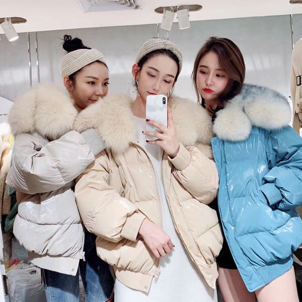 

big real fur collar 2019 winter jacket women 90%white duck down jacket female oversive thick warm down parka women coat, Black