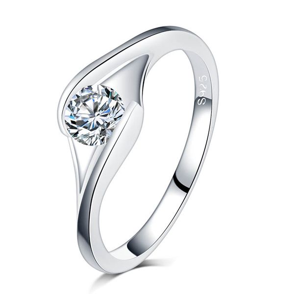 

new arrival famous designer rose gold color cz crystal high polish wedding band ring for man and woman, Silver