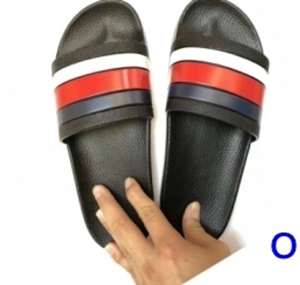 

black rubber slide sandal slippers green red white stripe fashion design men women with classic ladies summer flip flops