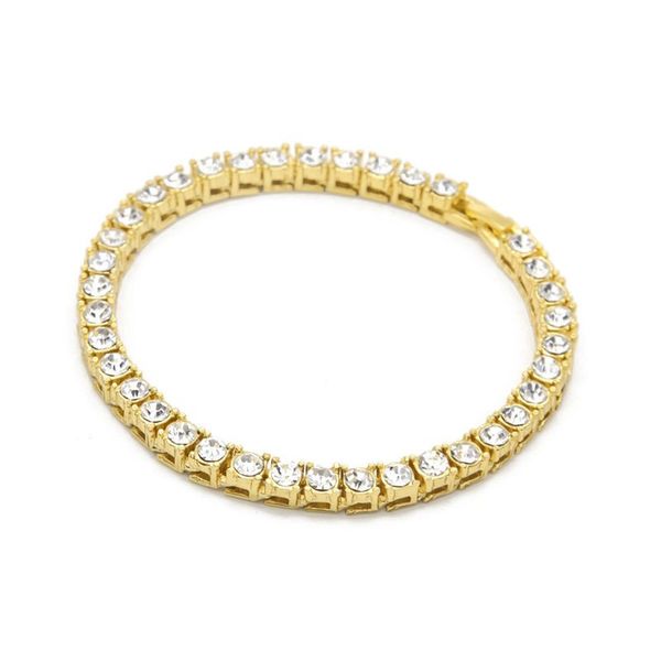 

hip hop men bracelet gold color 1 row rhinestones chain bling bracelet 20cm/8inch, Golden;silver