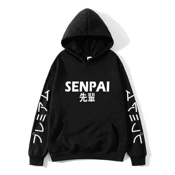 

fashion japanese streetwear senpai hoodie sweatshirt multiple colour men women hoodies pullover sudadera hombre, Black