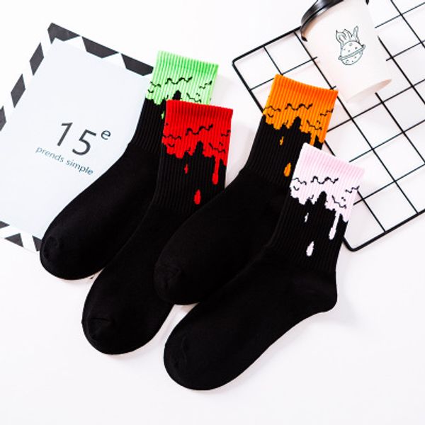 

fashion men and women socks new arrival sports long socks casual breathable printed stocking 4 colors mens underwear, Black