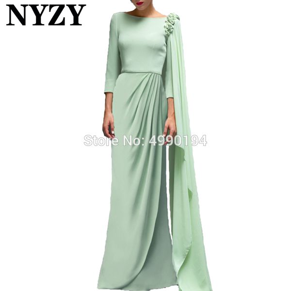 

evening gown 2019 nyzy e202 chiffon mint green muslim arabic evening dresses long robe soiree dubai abiye gece elbisesi, White;black