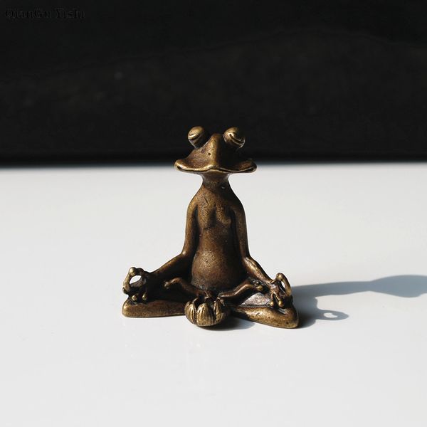 

antique pure copper sitting frog auspicious incense inserted desktrinkets keychain study copper frog finger incense burner, Silver