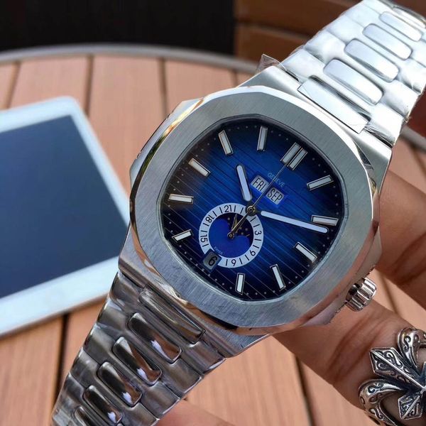 

2019 mens watch nautilus 40mm mechanical automatic movement stainless steels comfortable rubber strap original clasp wristwatches 5726, Slivery;brown