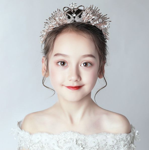 

girls kids hair jewelry accessories mini cute crystal rhinestone princess crown hair birthday party tiaras, Slivery;white