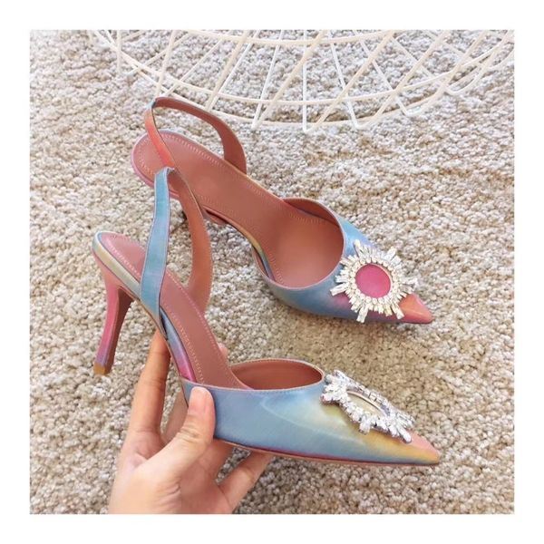 

2020 new arrive individual goblet heel gladiator sandals women pointed toe crystal sunflower catwalk summer shoes woman, Black