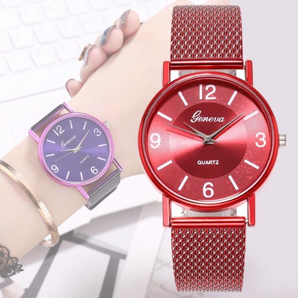 

2019 fashion quartz watch simple montre femme women mesh leather bracelet casual wrist watch metal hours relogio, Slivery;brown