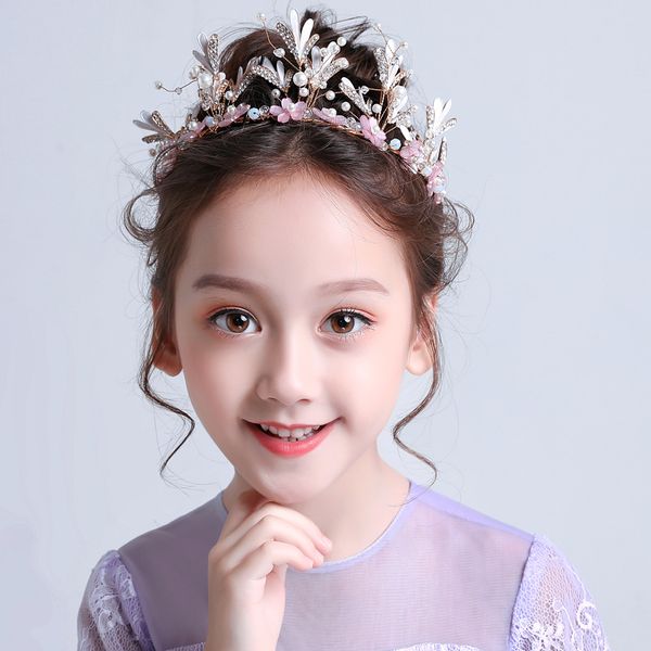 

princess girl crown crown big headband pink ice romance kids birthday hair accessories baby girl headbands, Slivery;white
