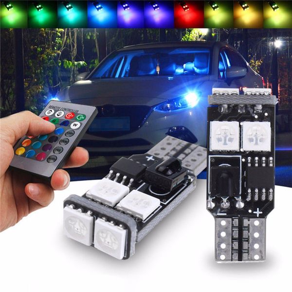 

rgb t10 led car decorative light bulb 2017 2pcs colourful 6smd w5w automotive atmosphere led lamp bulb flash strobe